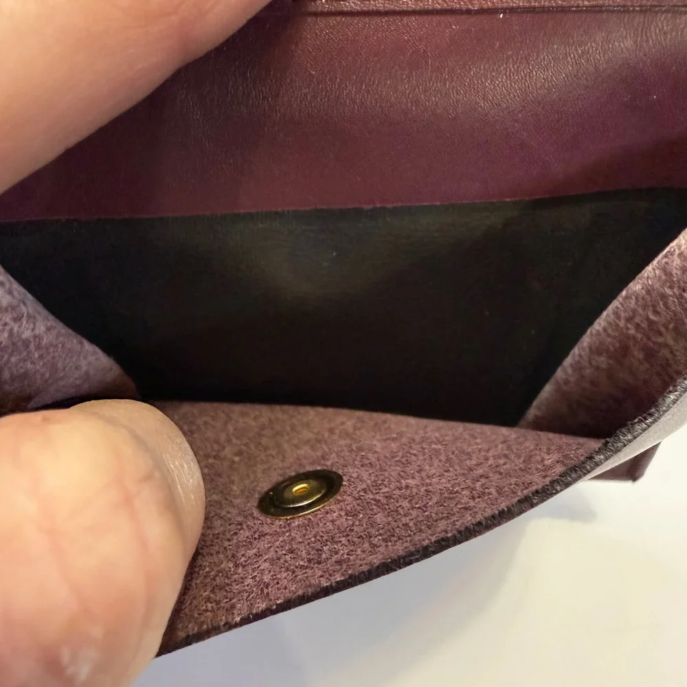 Scuola del Cuoio Firenze Italian Leather Bifold Wallet Burgundy Heraldic Crest